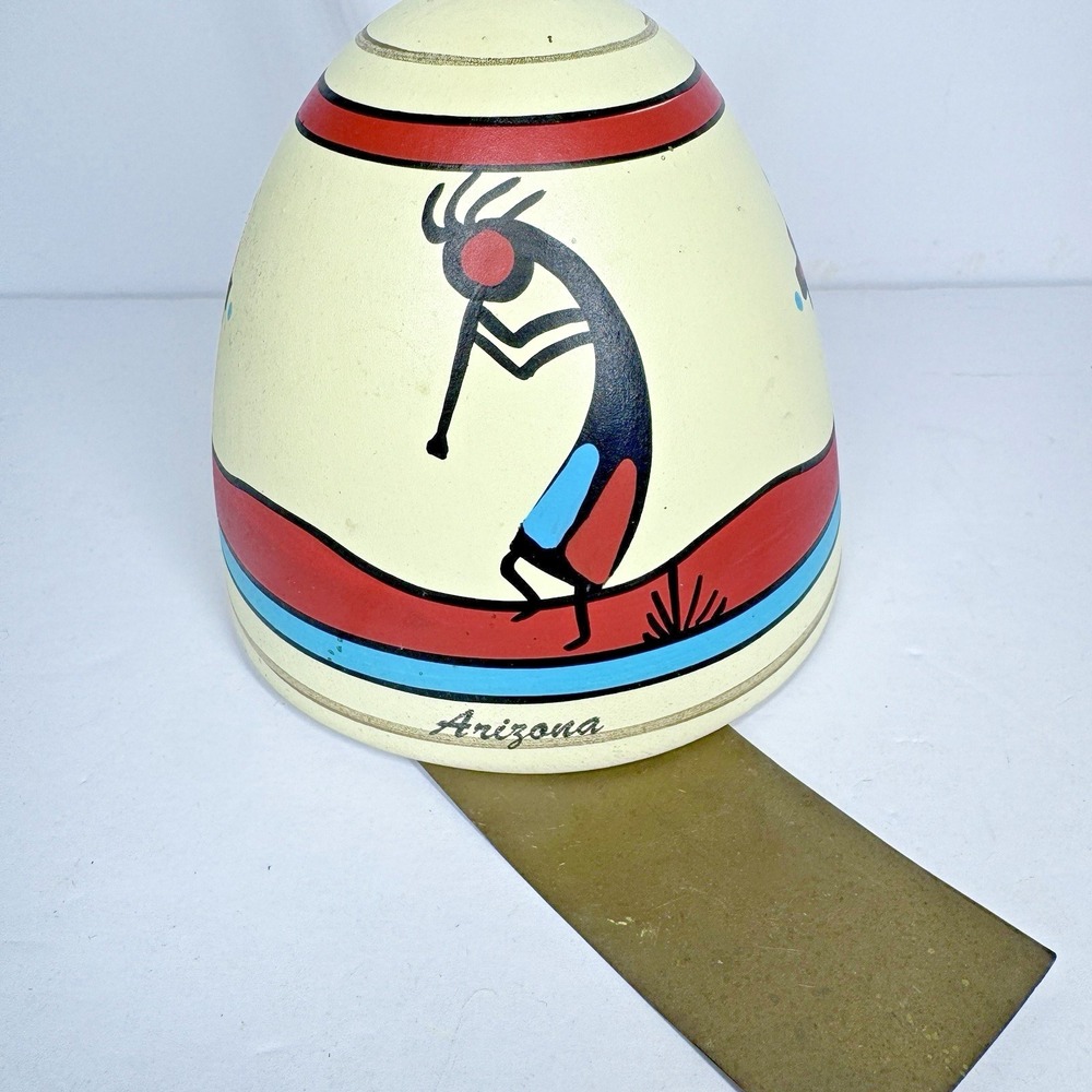 Vintage Kokopelli Pottery Bell Southwest Hanging Wind Chime Native Decor Arizona